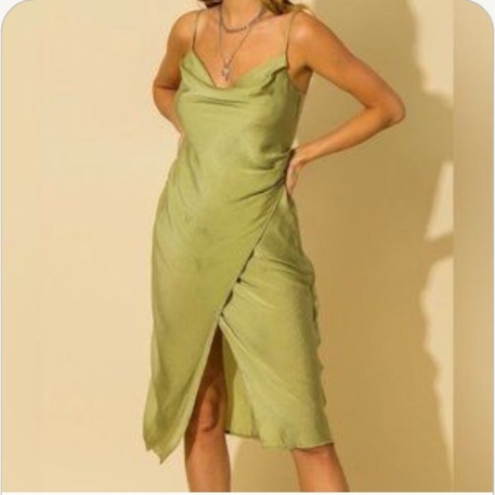 HYFVE Satin Cowl Neck Faux Dress